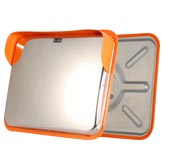 Rectangular Polished stainless steel convex safety & security mirrors (Orange border)